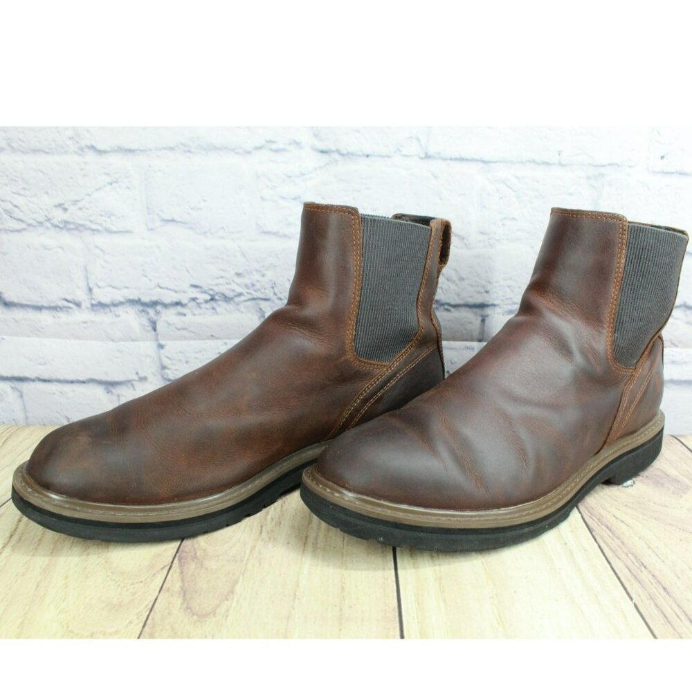 LL Bean Portland Brown Leather Lightweight Vibram Sole Chelsea Boots Size 12 M - Picture 2 of 9